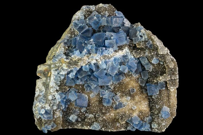Blue Cubic Fluorite on Quartz - China #111913